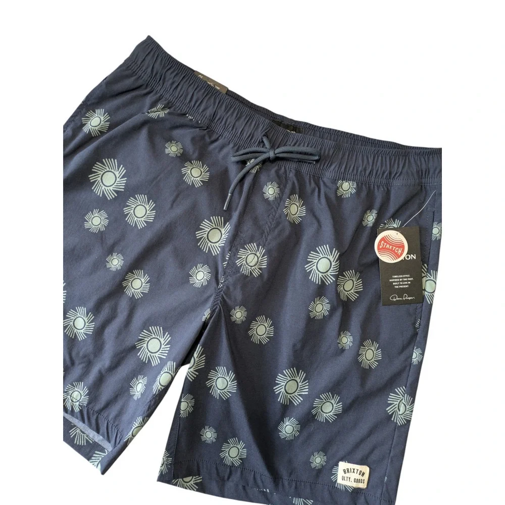 Brixton Voyage 18″ Washed Navy Blue Swim Trunks New Size Small Relaxed Fit
